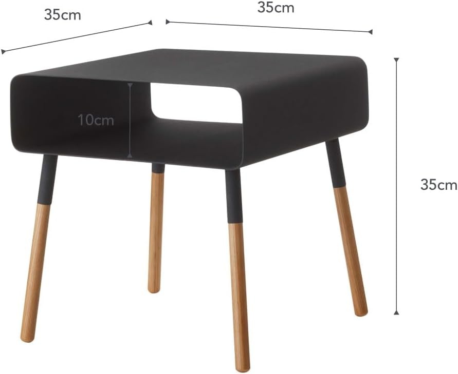 image:imageYAMAZAKI Home Plain Side Table with Open Storage Shelf Rectangular Accent Space Saving Living Room Bedroom Couch End Table Short 14 Steel WoodBlack