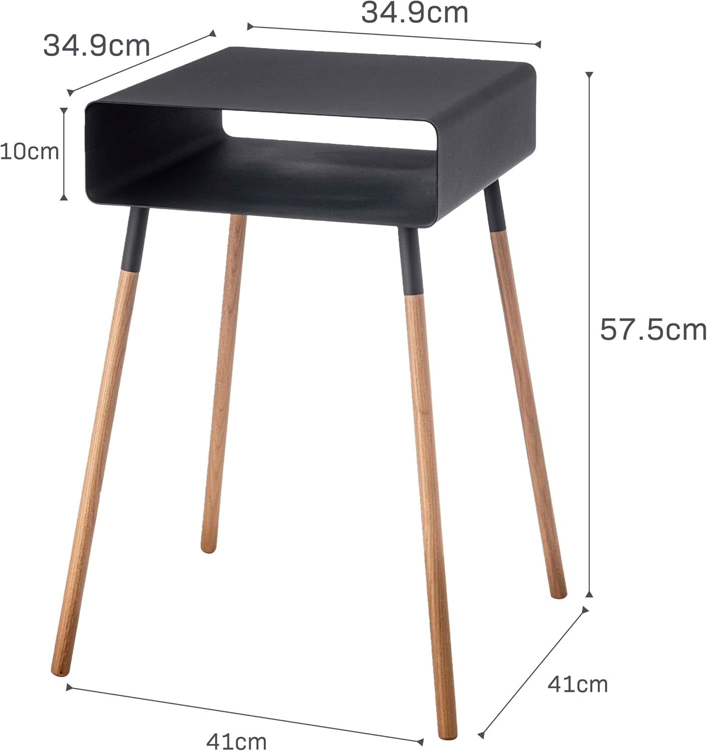 image:imageYAMAZAKI Home Plain Side Table with Open Storage Shelf Rectangular Accent Space Saving Living Room Bedroom Couch End Table Short 14 Steel WoodBlack