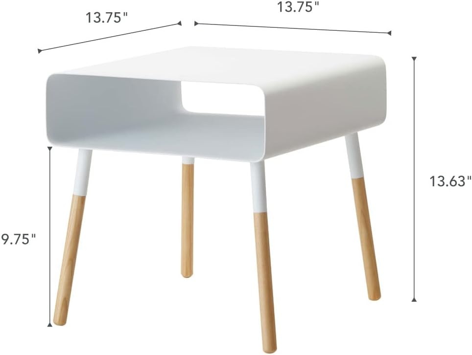image:imageYAMAZAKI Home Plain Side Table with Open Storage Shelf Rectangular Accent Space Saving Living Room Bedroom Couch End Table Short 14 Steel WoodWhite