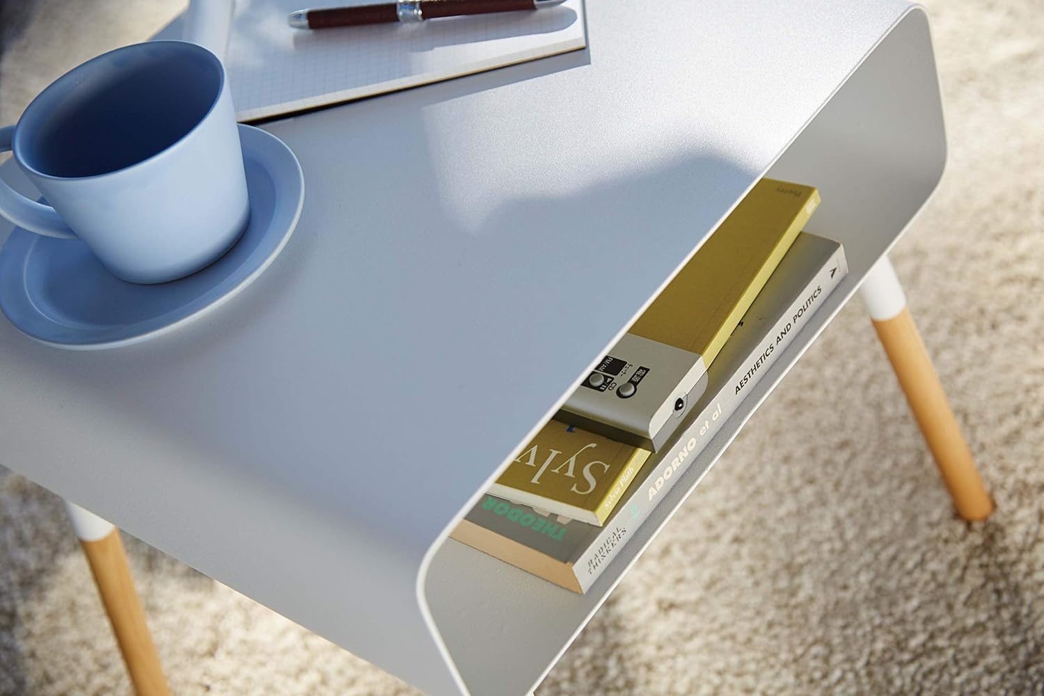 image:imageYAMAZAKI Home Plain Side Table with Open Storage Shelf Rectangular Accent Space Saving Living Room Bedroom Couch End Table Short 14 Steel WoodWhite