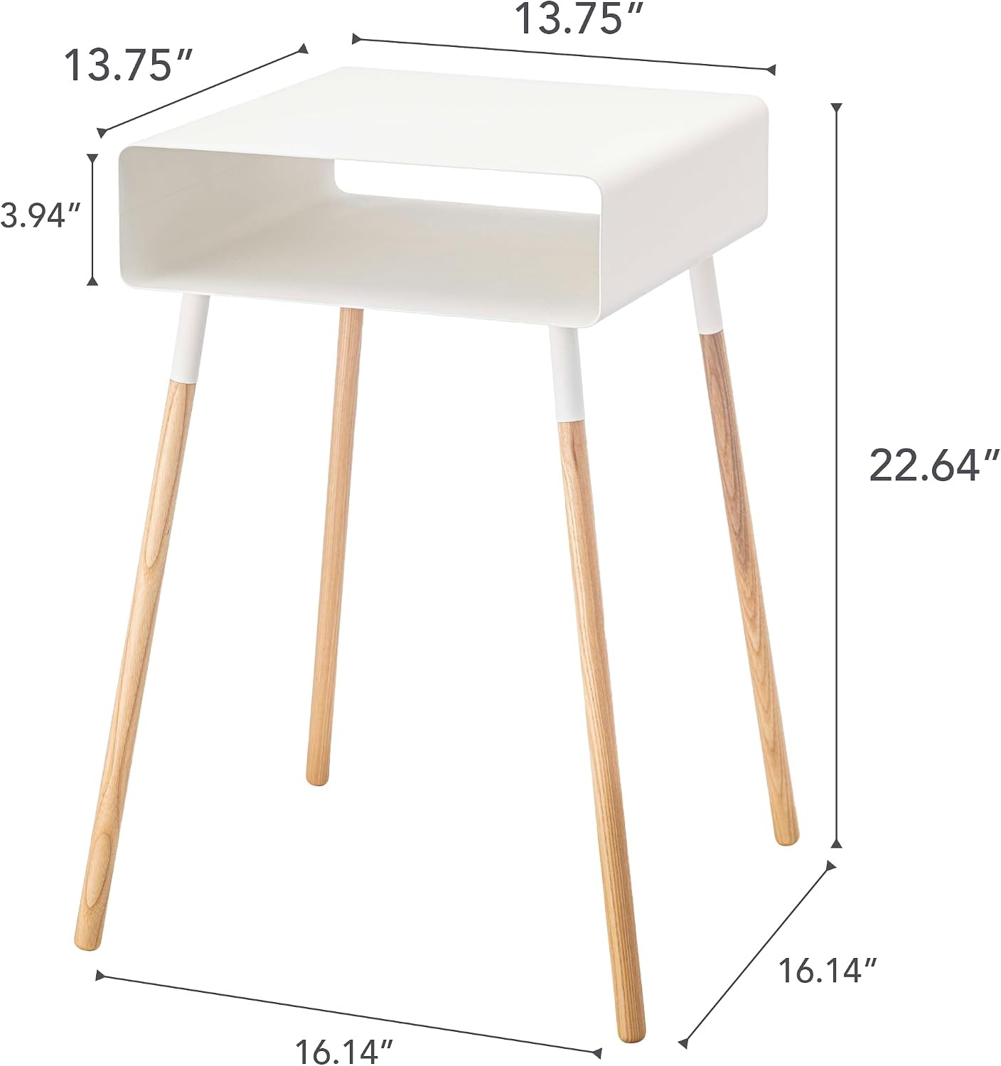 image:imageYAMAZAKI Home Plain Side Table with Open Storage Shelf Rectangular Accent Space Saving Living Room Bedroom Couch End Table Short 14 Steel WoodWhite