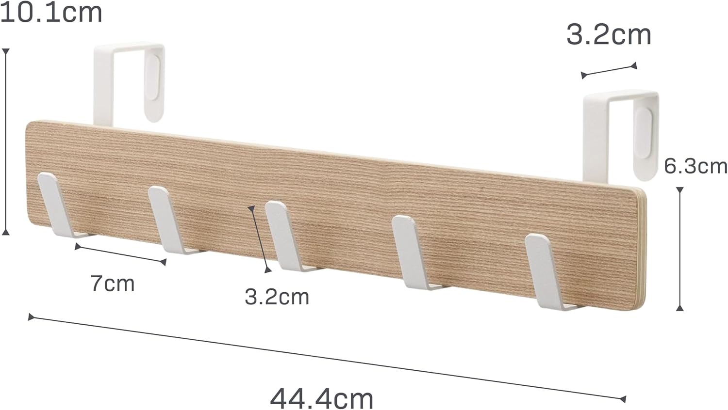 image:imageYAMAZAKI Home Ply Over The Door Hooks Hanging Coat Rack Wood OverTheDoor Minimal Assembly ReqAsh