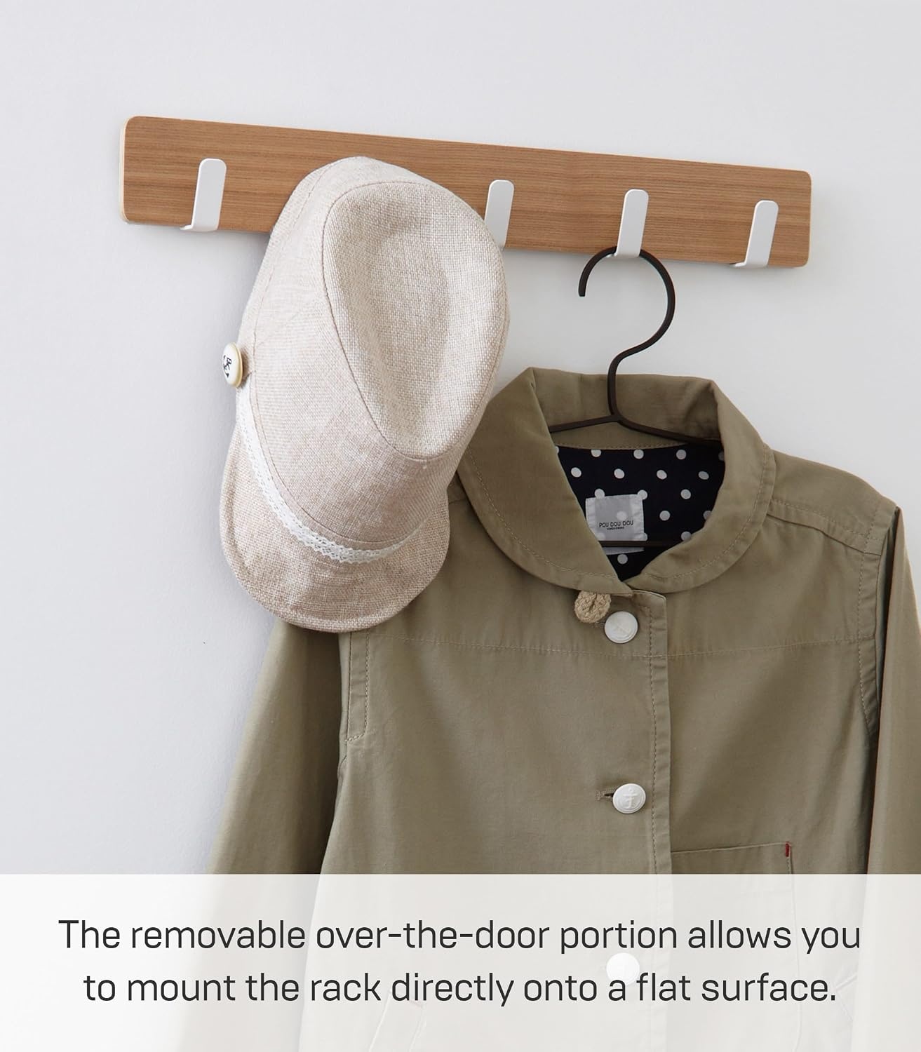 image:imageYAMAZAKI Home Ply Over The Door Hooks Hanging Coat Rack Wood OverTheDoor Minimal Assembly ReqAsh