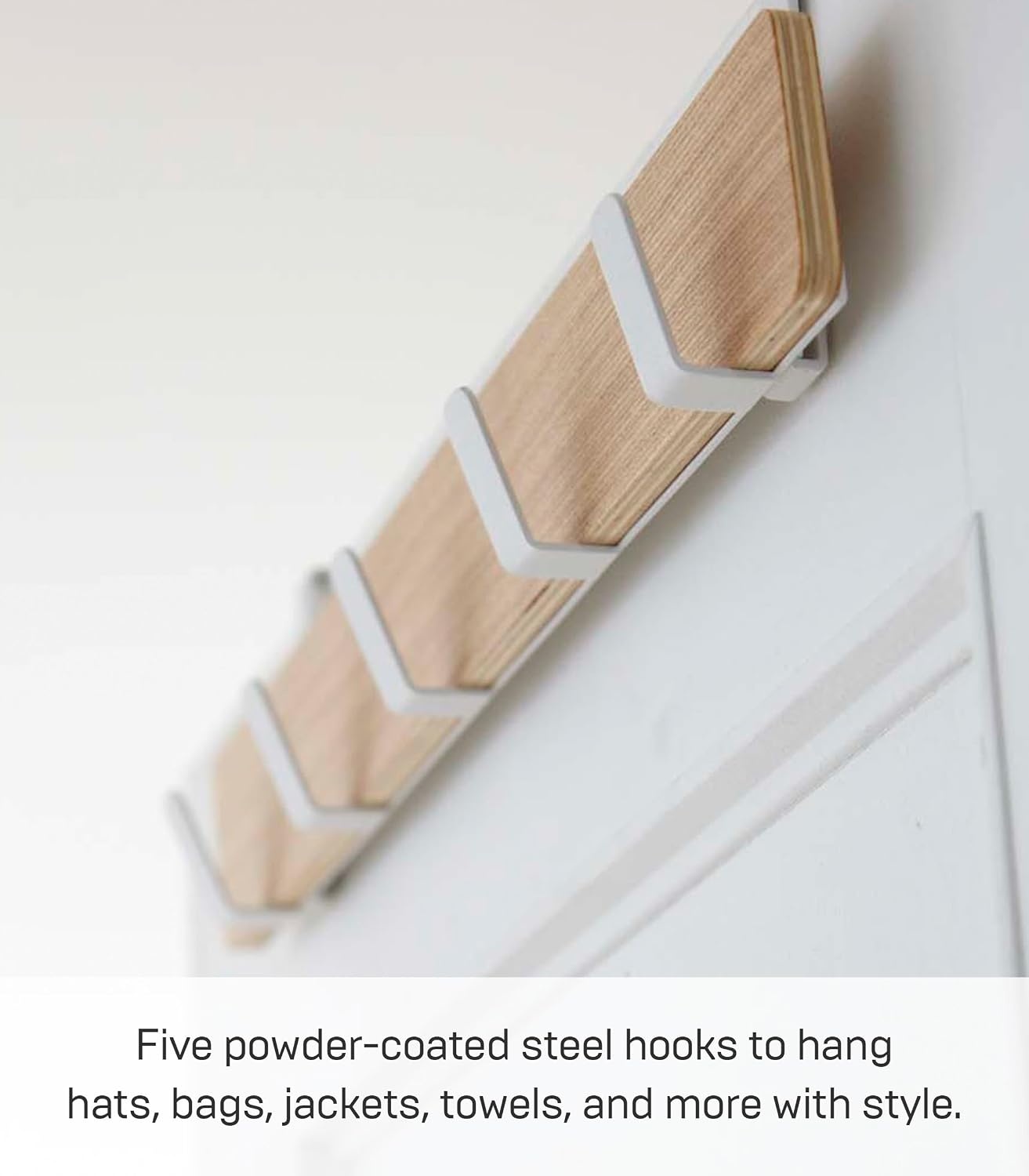 image:imageYAMAZAKI Home Ply Over The Door Hooks Hanging Coat Rack Wood OverTheDoor Minimal Assembly ReqAsh