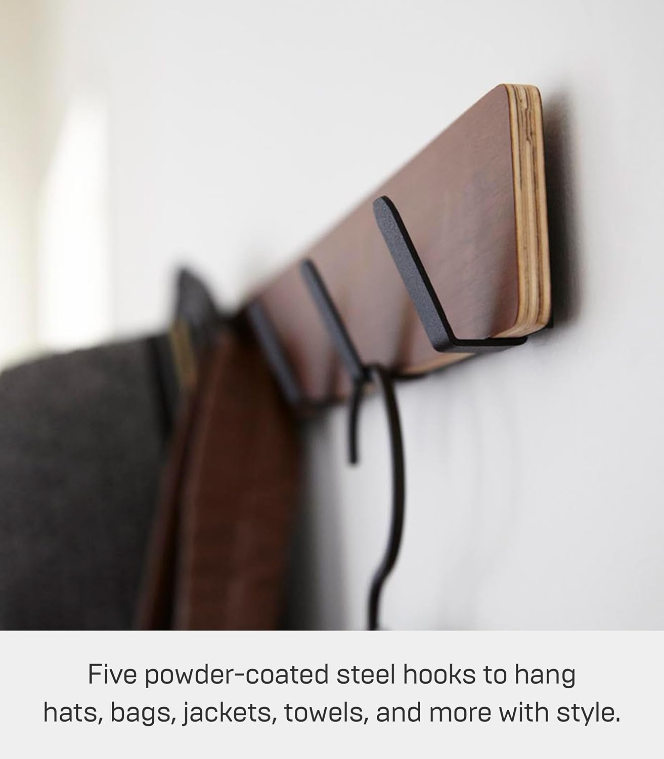 image:imageYAMAZAKI Home Ply Over The Door Hooks Hanging Coat Rack Wood OverTheDoor Minimal Assembly ReqWalnut
