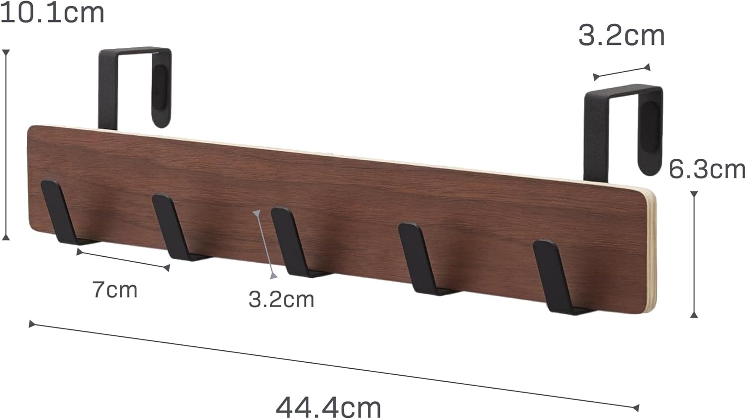 image:imageYAMAZAKI Home Ply Over The Door Hooks Hanging Coat Rack Wood OverTheDoor Minimal Assembly ReqWalnut