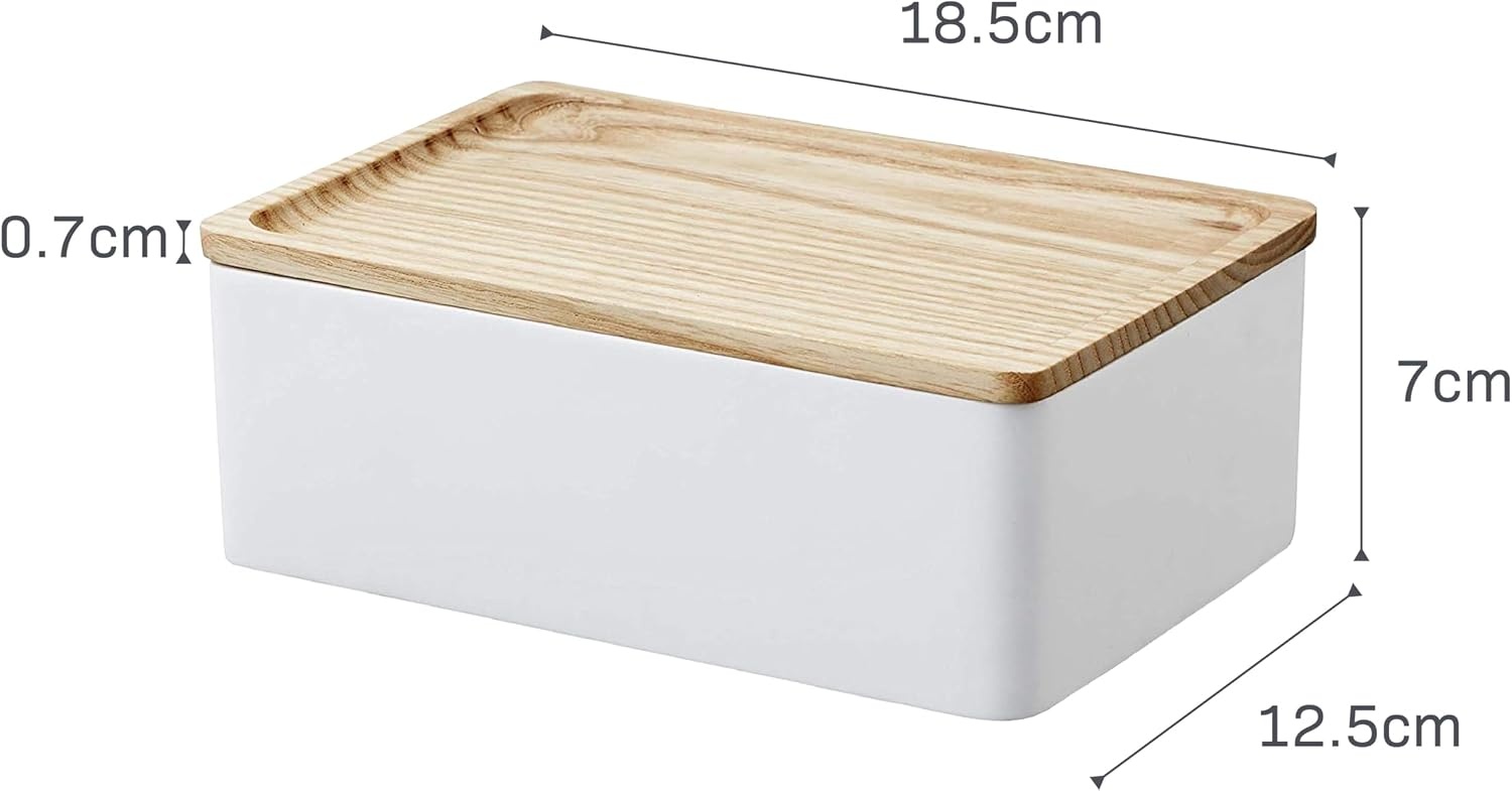 image:imageYAMAZAKI Home Rin Accessory Box With Wooden Lid For Jewelry Watches Or Sunglasses PolystoneAsh