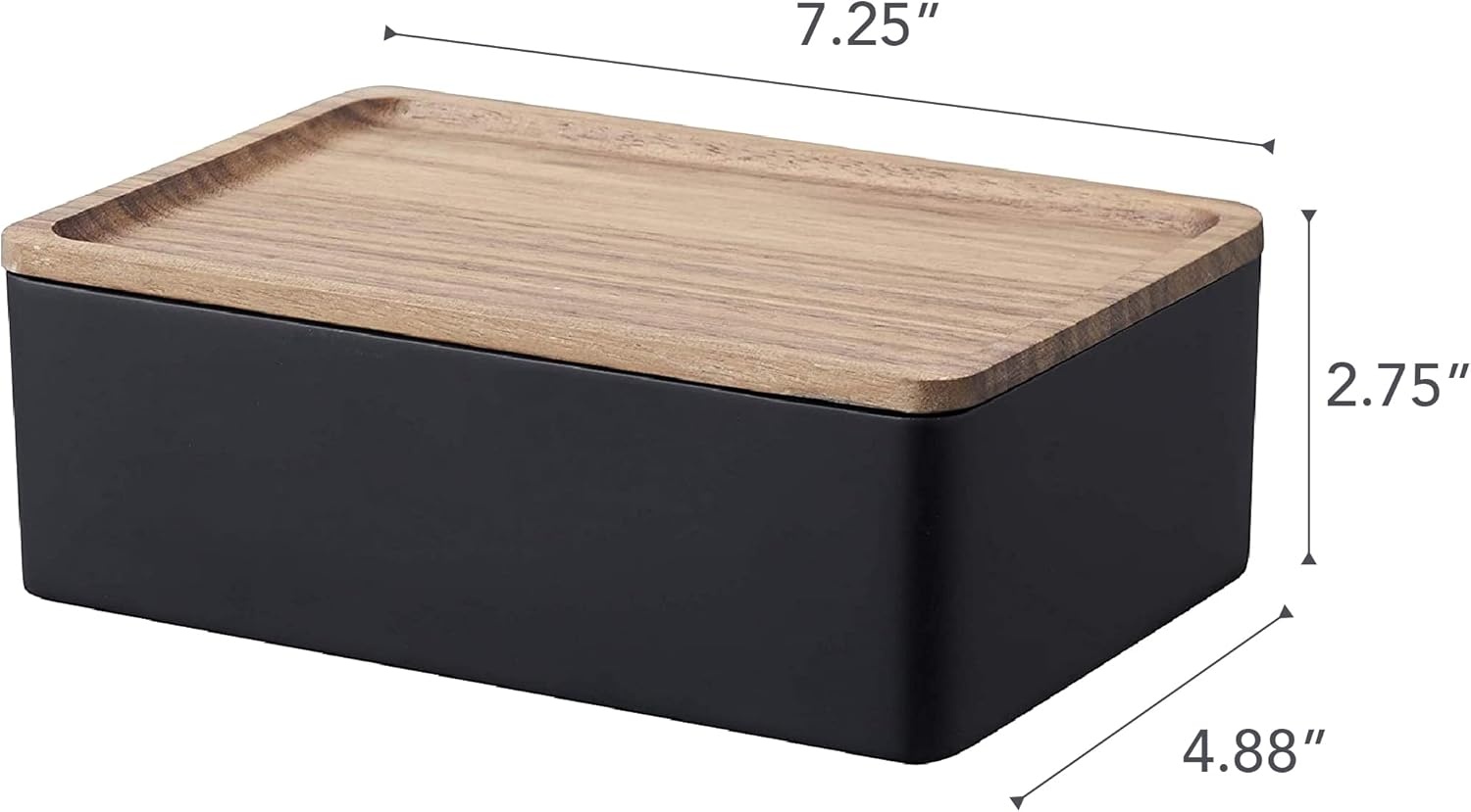 image:imageYAMAZAKI Home Rin Accessory Box With Wooden Lid For Jewelry Watches Or Sunglasses PolystoneWalnut