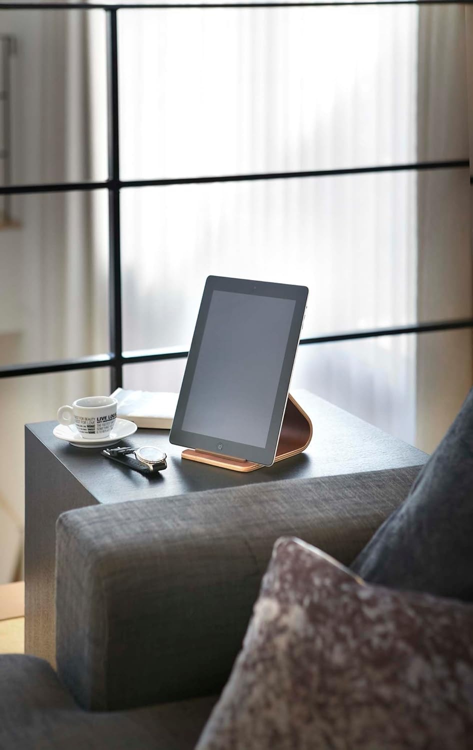 image:imageYAMAZAKI Home Rin Plywood Tablet Stand WoodWalnut
