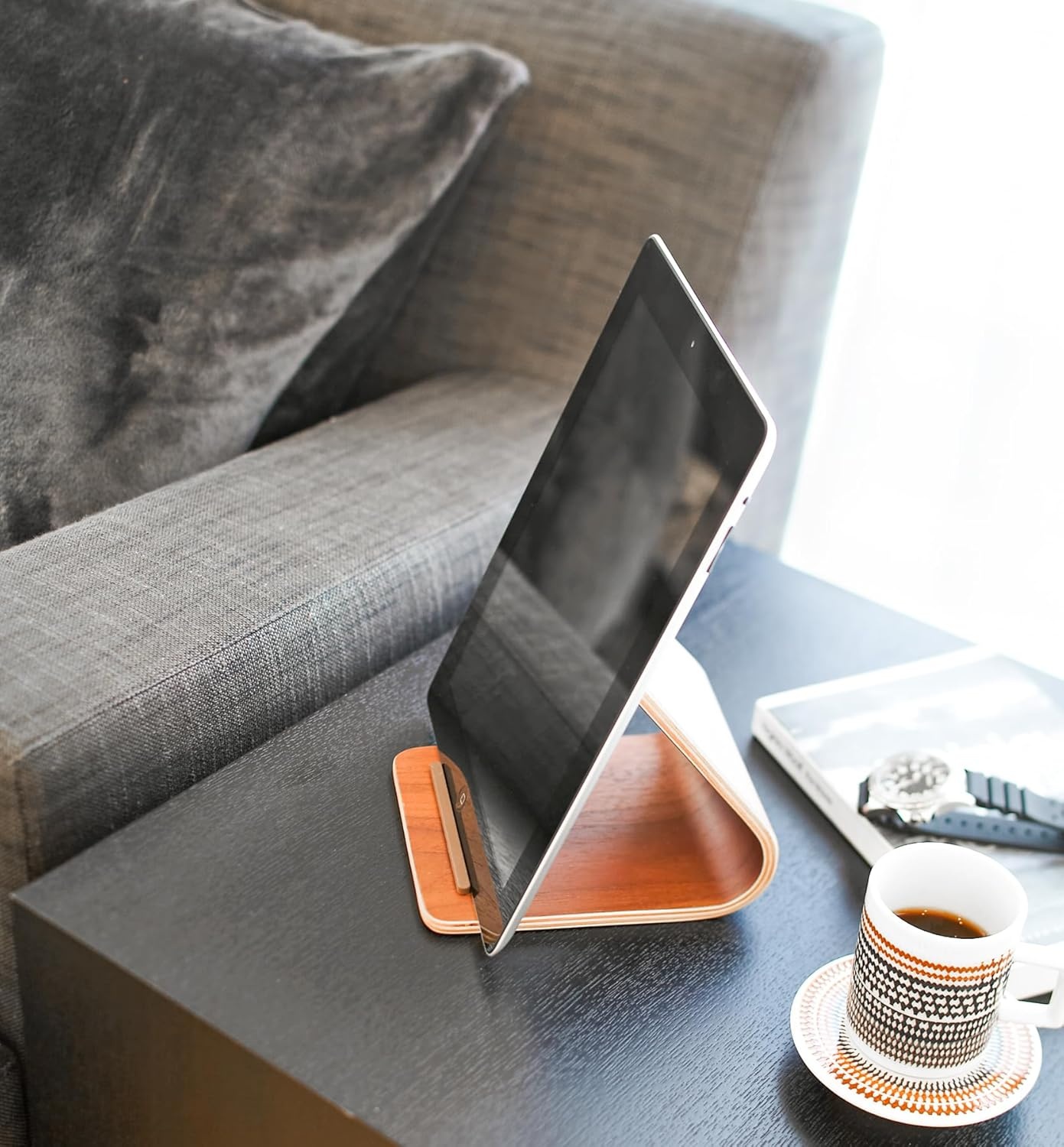 image:imageYAMAZAKI Home Rin Plywood Tablet Stand WoodWalnut