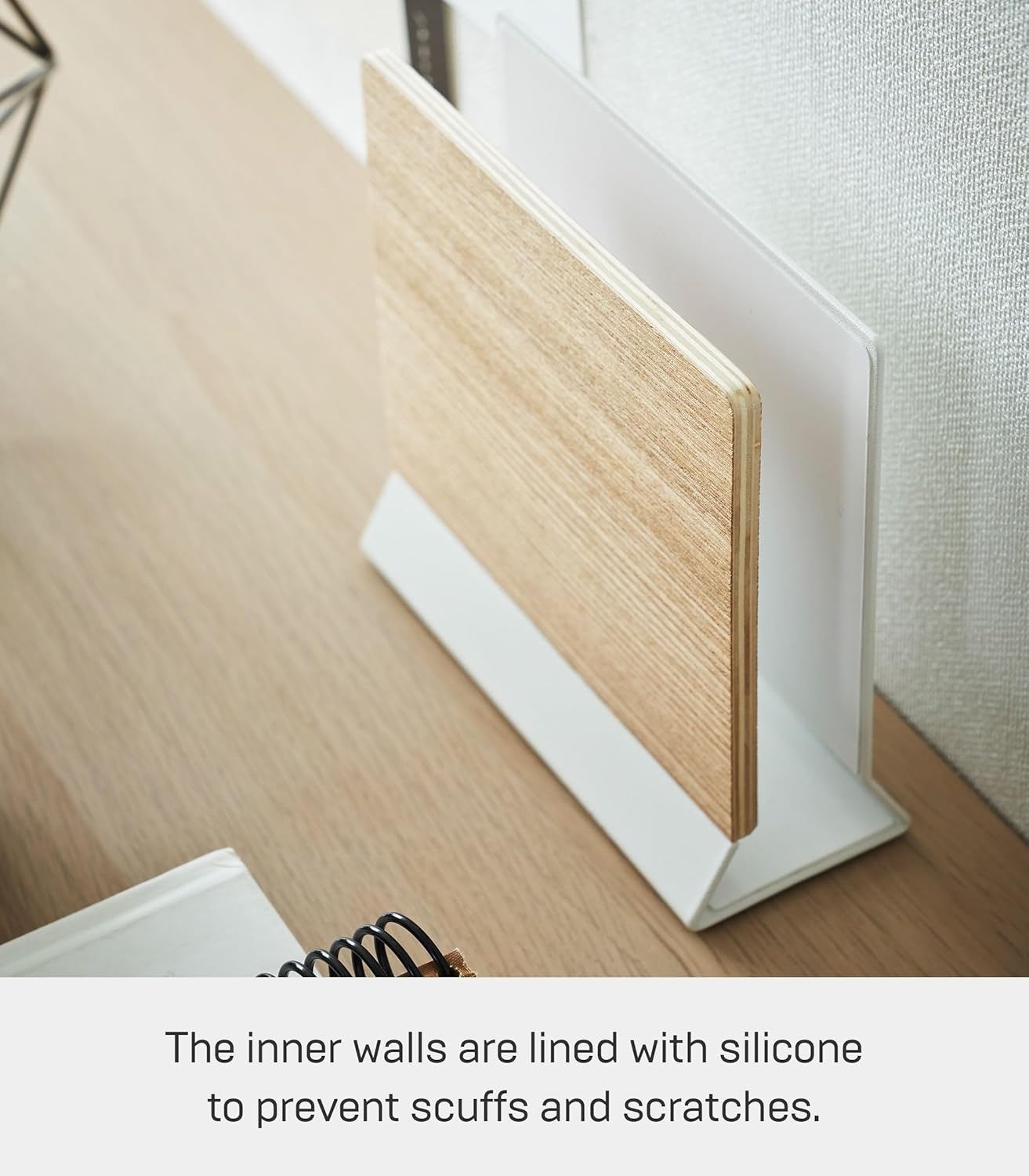 image:imageYAMAZAKI Home Rin Portable Laptop Holder Stand for Desk in Bedroom Or Office Wooden Storage Station Steel WoodWalnut