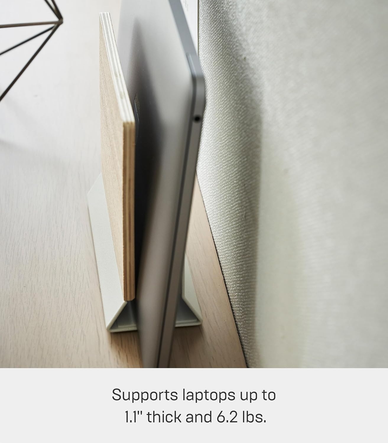 image:imageYAMAZAKI Home Rin Portable Laptop Holder Stand for Desk in Bedroom Or Office Wooden Storage Station Steel WoodWalnut