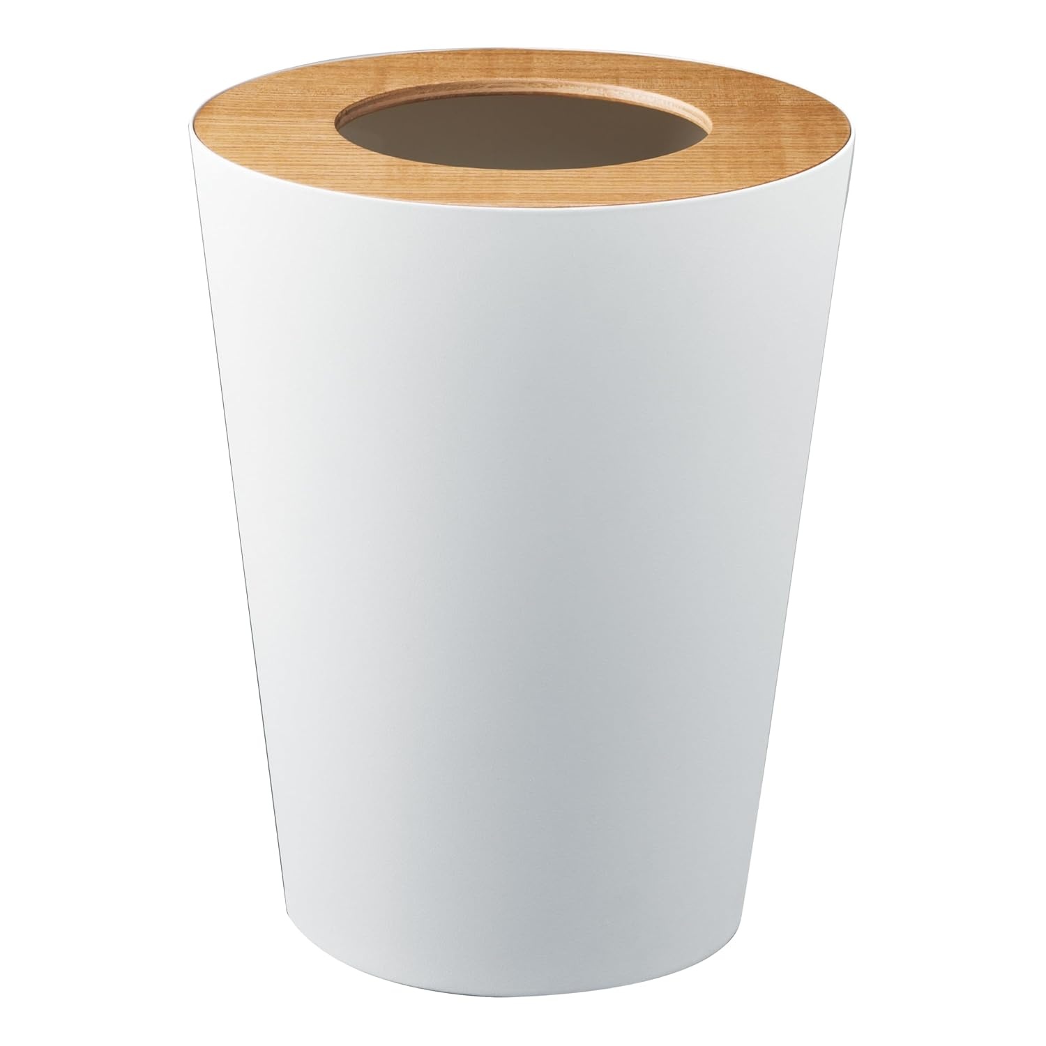 image:imageYAMAZAKI Home Rin Trash Can Small Modern Home Wastebasket for Bathroom Kitchen Office Rectangle Steel WoodAsh