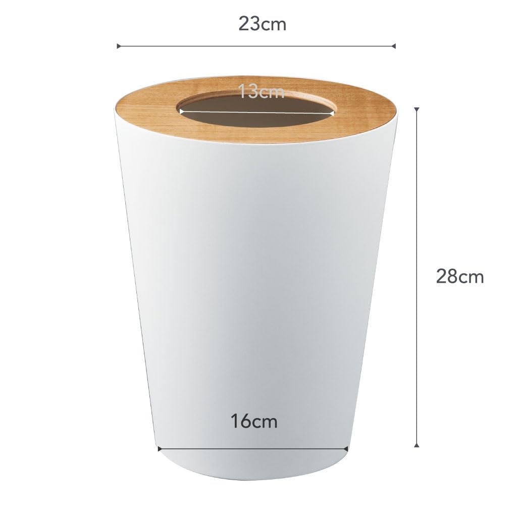 image:imageYAMAZAKI Home Rin Trash Can Small Modern Home Wastebasket for Bathroom Kitchen Office Rectangle Steel WoodAsh