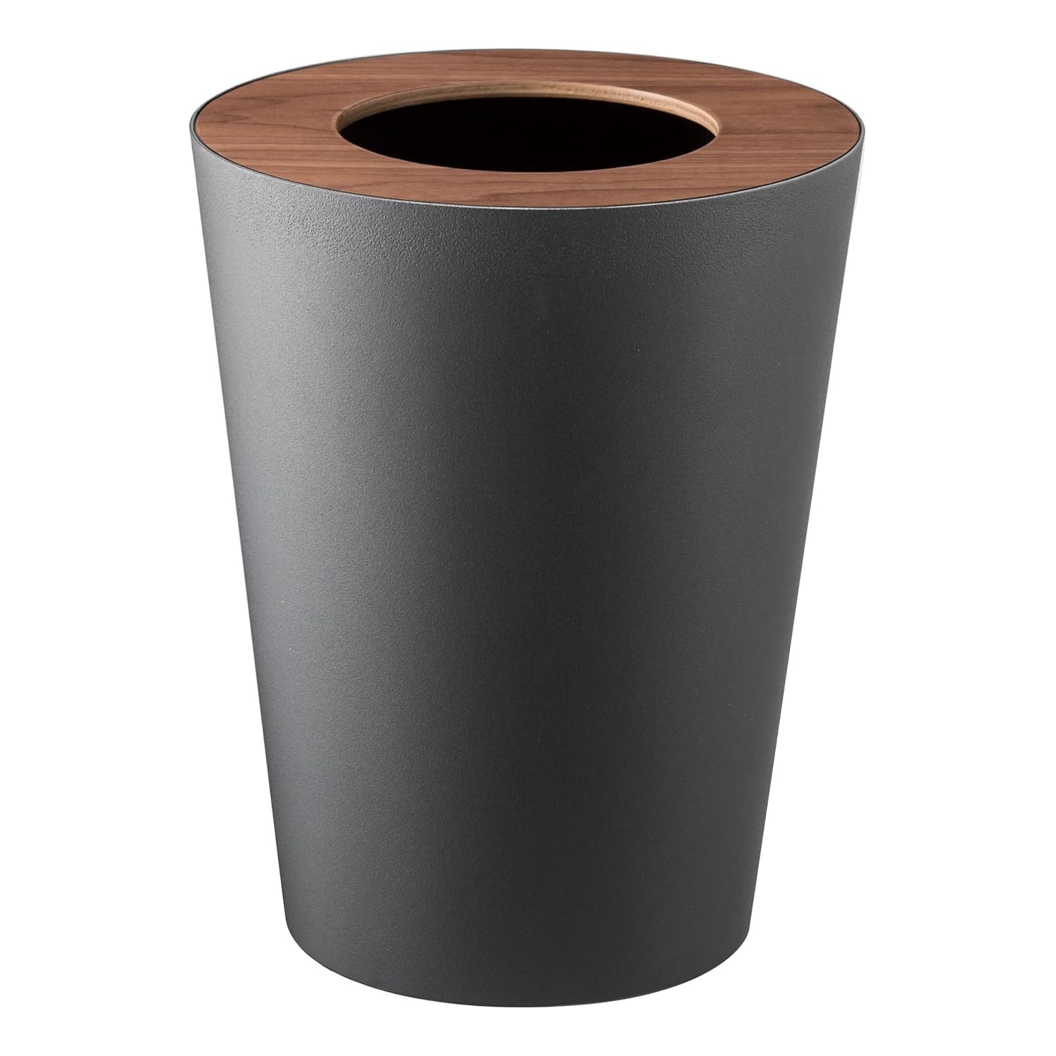 image:imageYAMAZAKI Home Rin Trash Can Small Modern Home Wastebasket for Bathroom Kitchen Office Rectangle Steel WoodWalnut