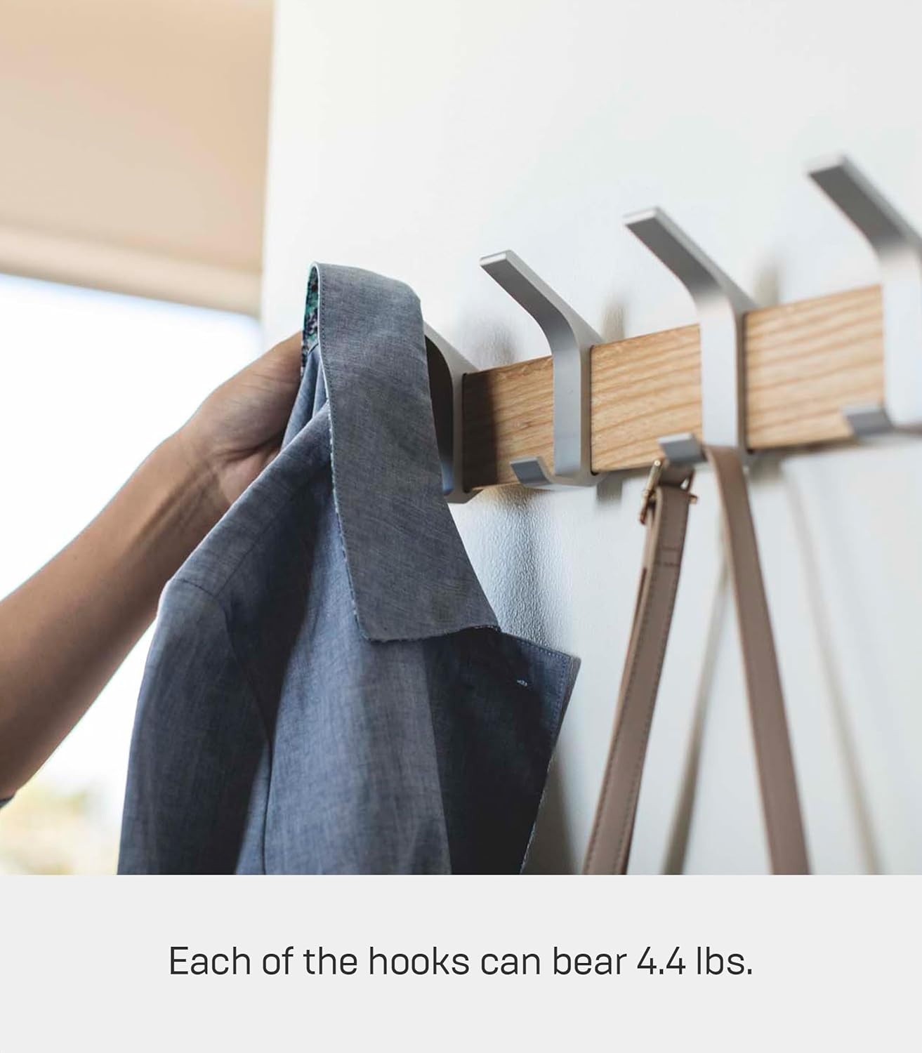 image:imageYAMAZAKI Home Rin WallMounted Coat Hanger Brown Steel WoodAsh
