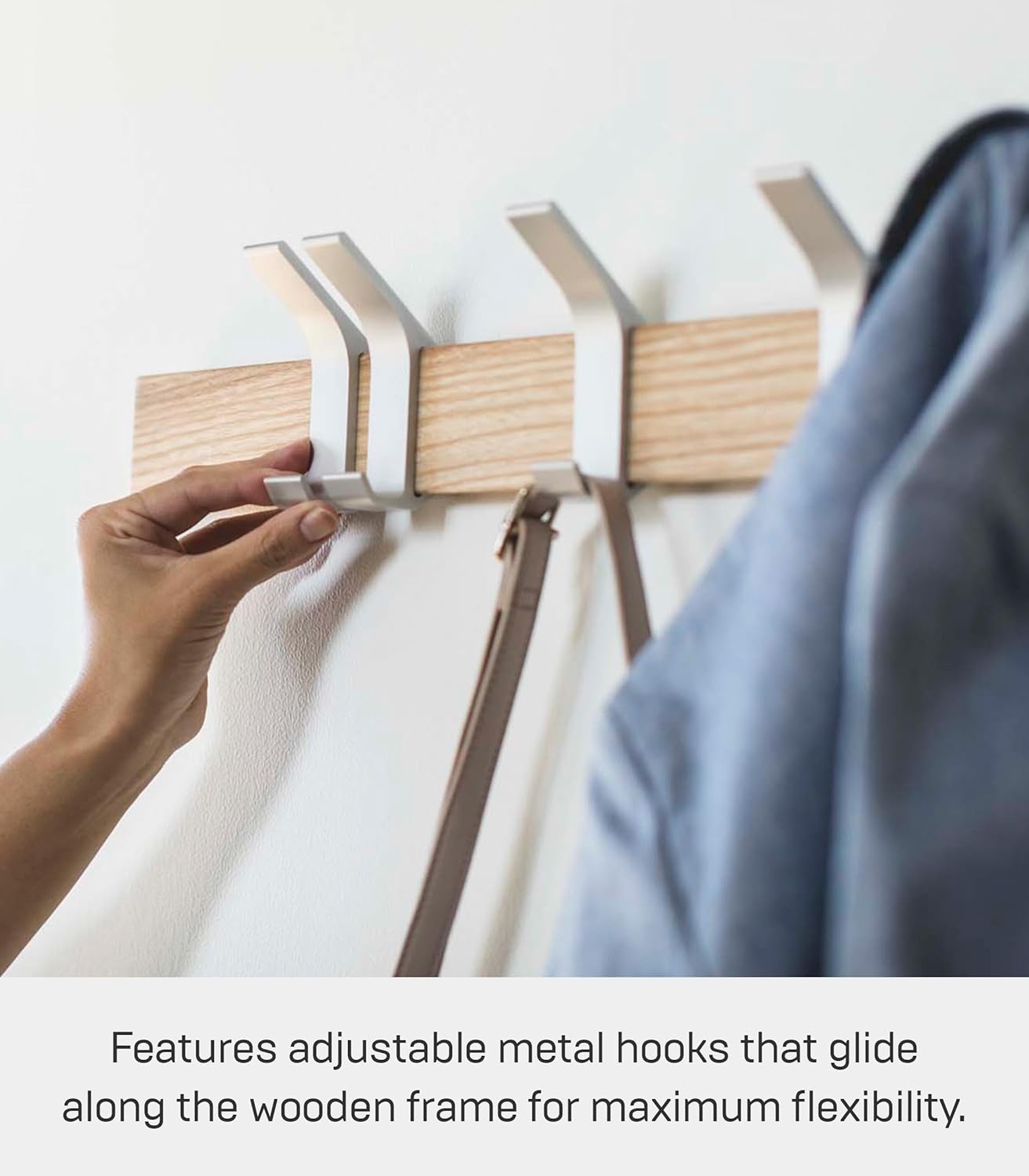 image:imageYAMAZAKI Home Rin WallMounted Coat Hanger Brown Steel WoodAsh