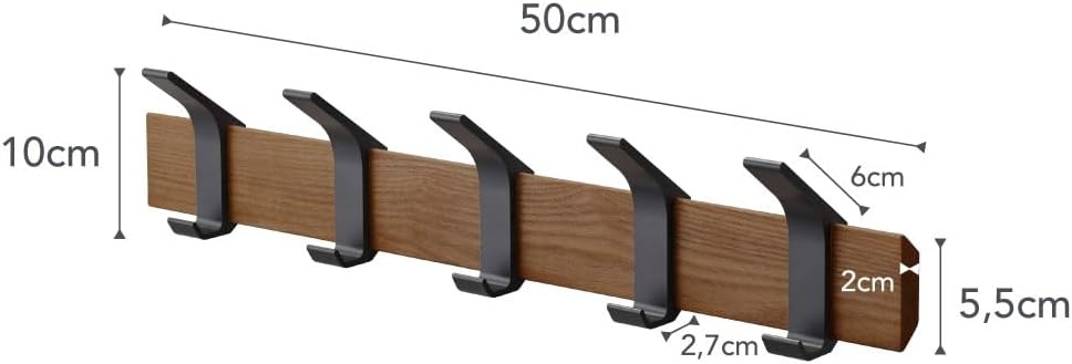 image:imageYAMAZAKI Home Rin WallMounted Coat Hanger Brown Steel WoodWalnut
