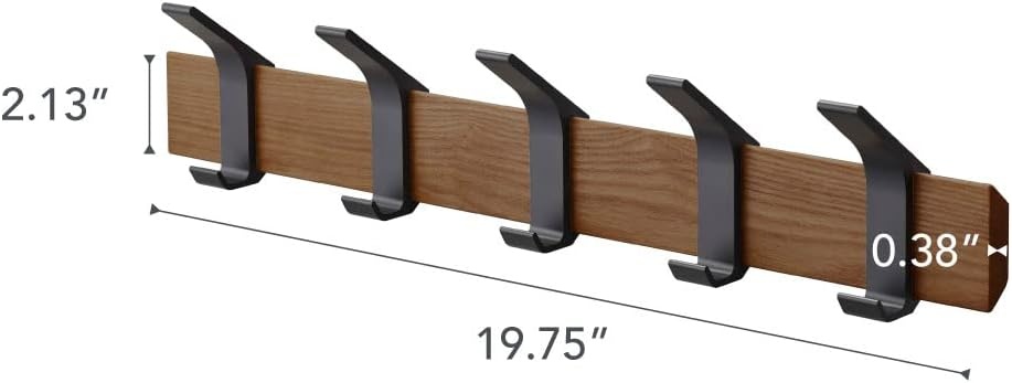image:imageYAMAZAKI Home Rin WallMounted Coat Hanger Brown Steel WoodWalnut