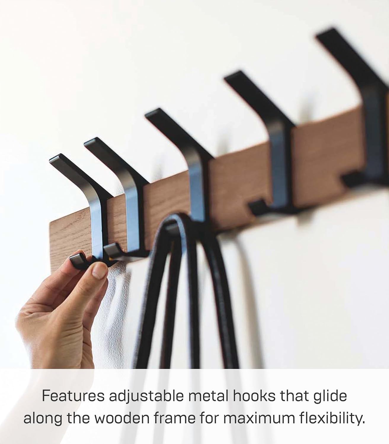 image:imageYAMAZAKI Home Rin WallMounted Coat Hanger Brown Steel WoodWalnut