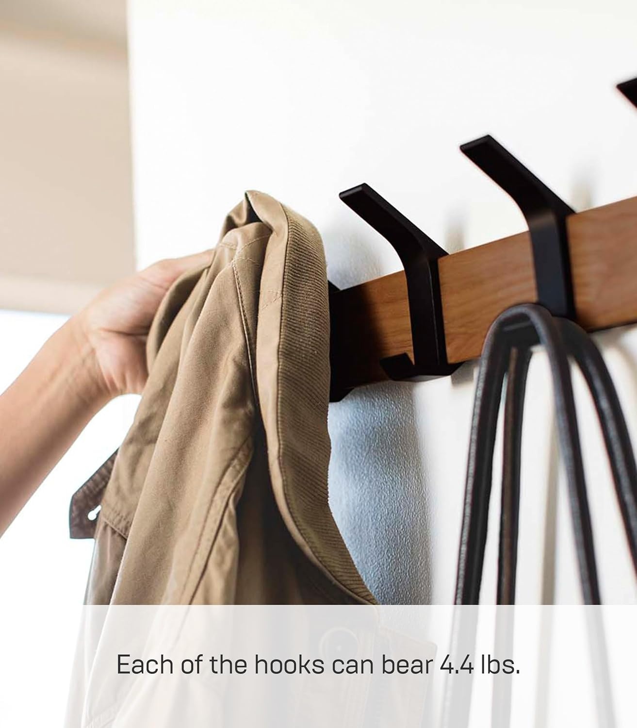 image:imageYAMAZAKI Home Rin WallMounted Coat Hanger Brown Steel WoodWalnut