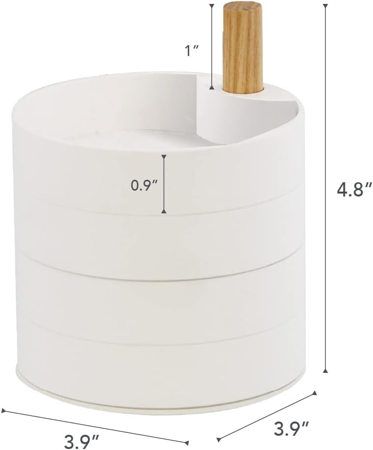 image:imageYAMAZAKI Home Rotating Jewelry Organizer 4Tier Storage Box Stacked Accessory Trays With Wooden Dowel Small Plastic WoodWhite