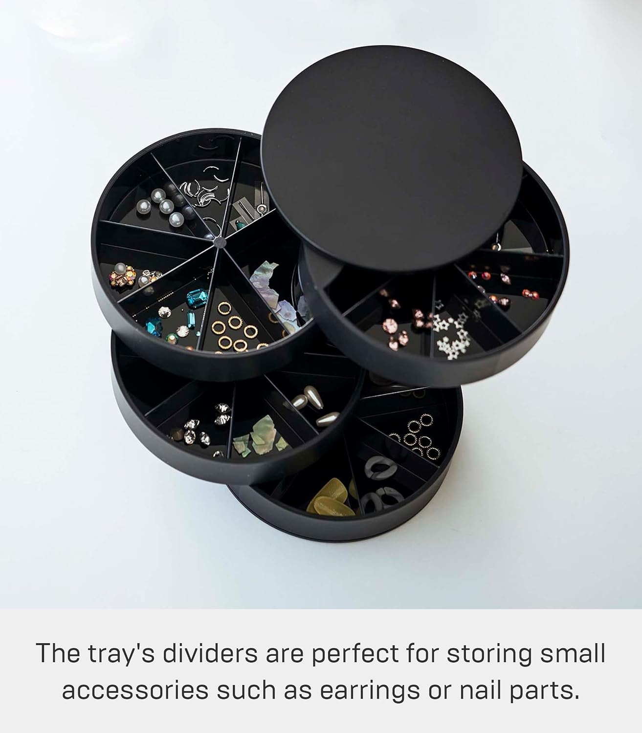 image:imageYAMAZAKI Home Rotating Jewelry Organizer 4Tier Storage Box Stacked Accessory TraysBlack