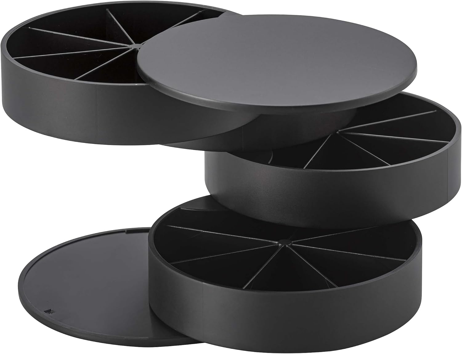 image:imageYAMAZAKI Home Rotating Jewelry Organizer 4Tier Storage Box Stacked Accessory TraysBlack