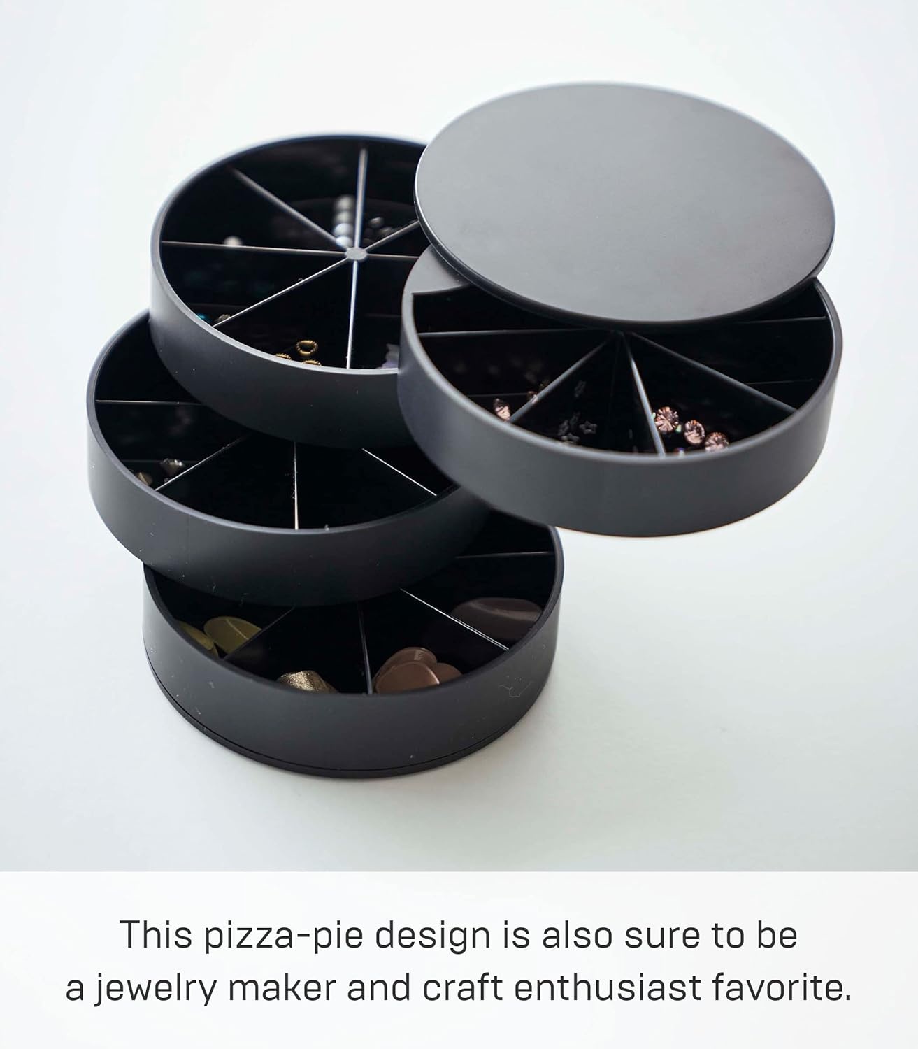 image:imageYAMAZAKI Home Rotating Jewelry Organizer 4Tier Storage Box Stacked Accessory TraysBlack