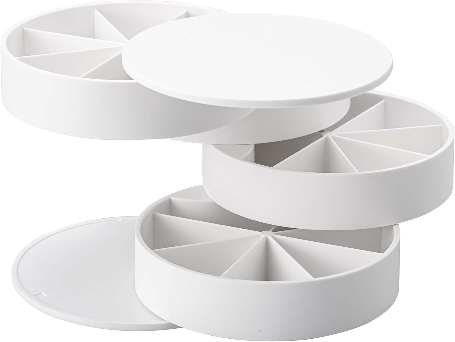 image:imageYAMAZAKI Home Rotating Jewelry Organizer 4Tier Storage Box Stacked Accessory TraysWhite