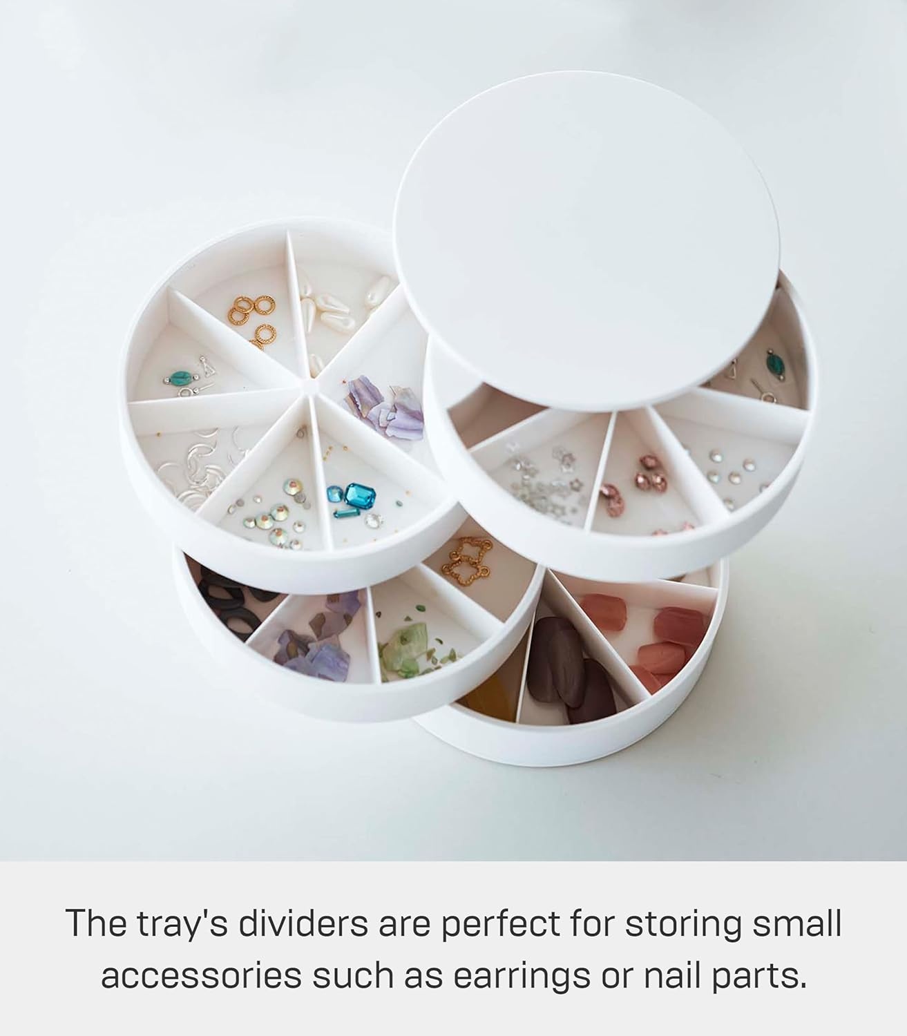 image:imageYAMAZAKI Home Rotating Jewelry Organizer 4Tier Storage Box Stacked Accessory TraysWhite