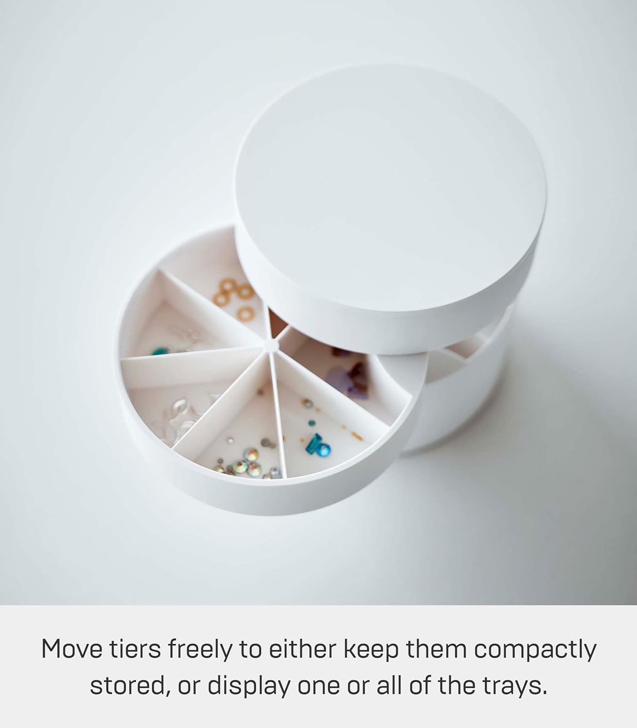 image:imageYAMAZAKI Home Rotating Jewelry Organizer 4Tier Storage Box Stacked Accessory TraysWhite