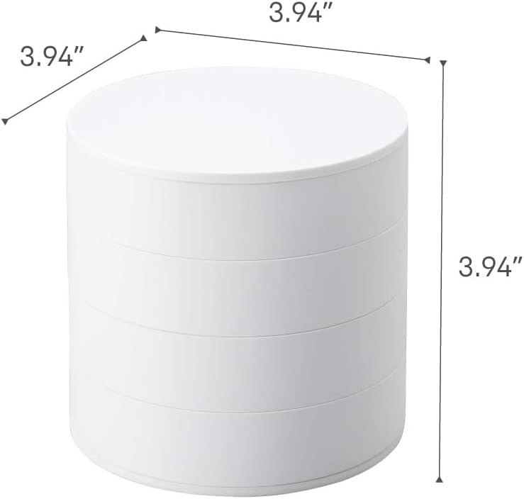 image:imageYAMAZAKI Home Rotating Jewelry Organizer 4Tier Storage Box Stacked Accessory TraysWhite