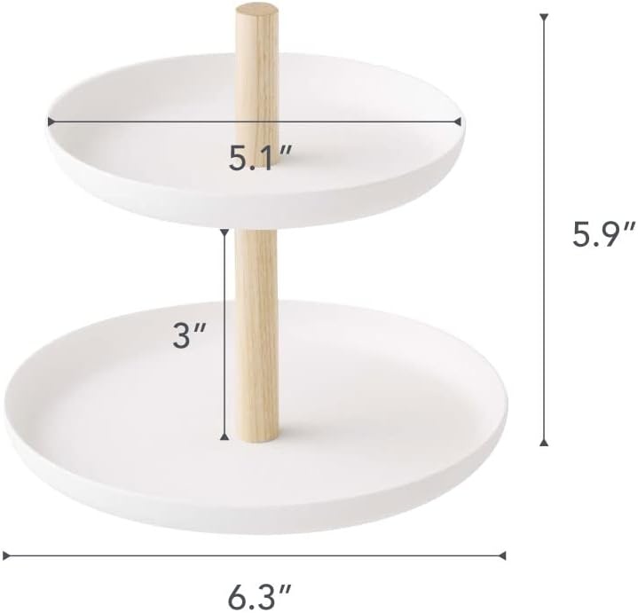image:imageYAMAZAKI Home Round Standing Mirror with TwoTiered Accessory Trays Bathroom and Bedroom Organizer Steel Wood Mirror Diameter 59 InchesNo Mirror