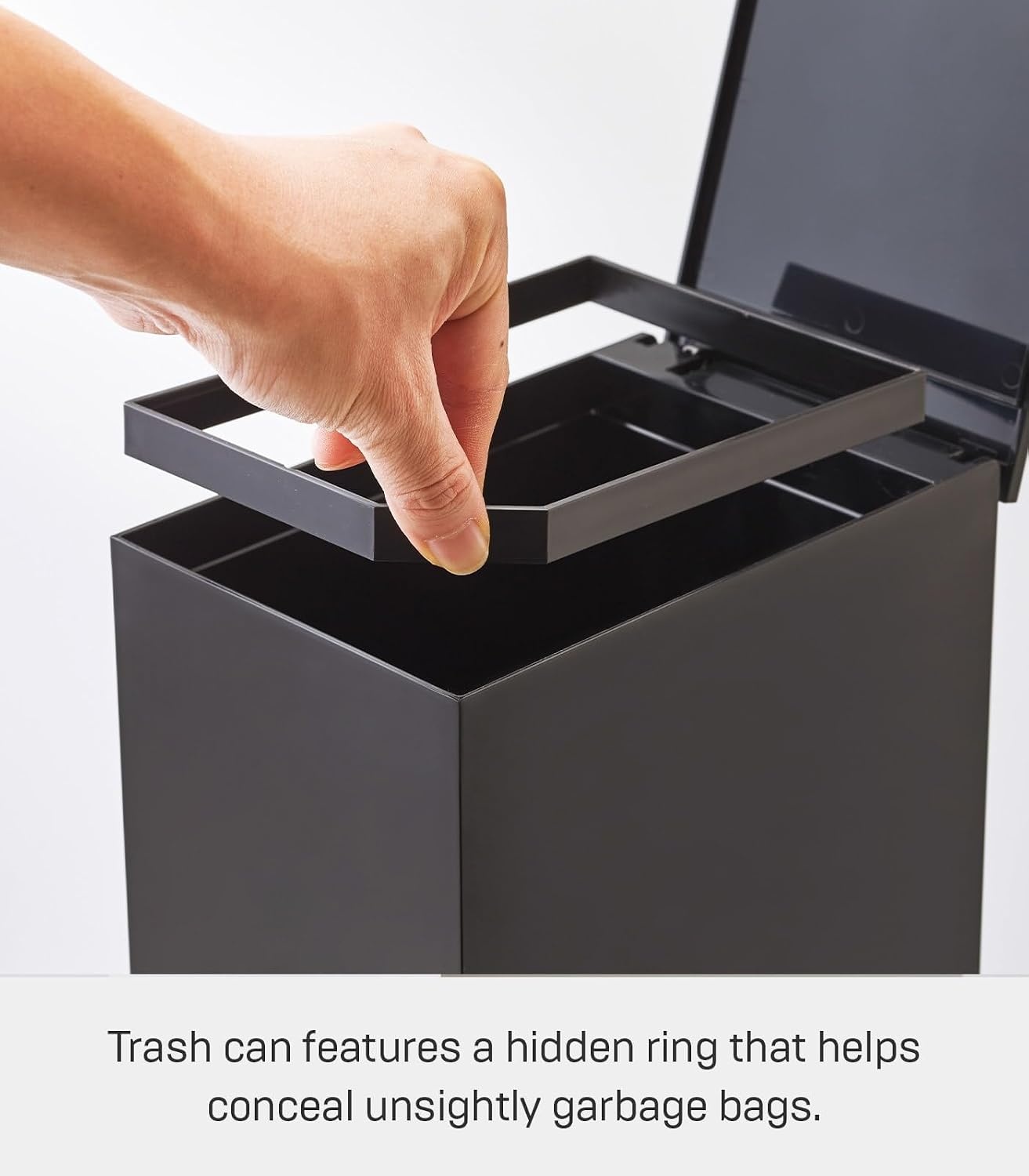image:imageYAMAZAKI Home Sanitary Step Trash Can Small Space Waste Bin for Bathroom Kitchen ABS Plastic One Size WhiteBlack