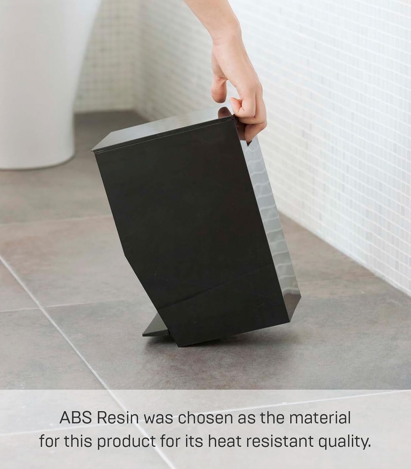 image:imageYAMAZAKI Home Sanitary Step Trash Can Small Space Waste Bin for Bathroom Kitchen ABS Plastic One Size WhiteBlack