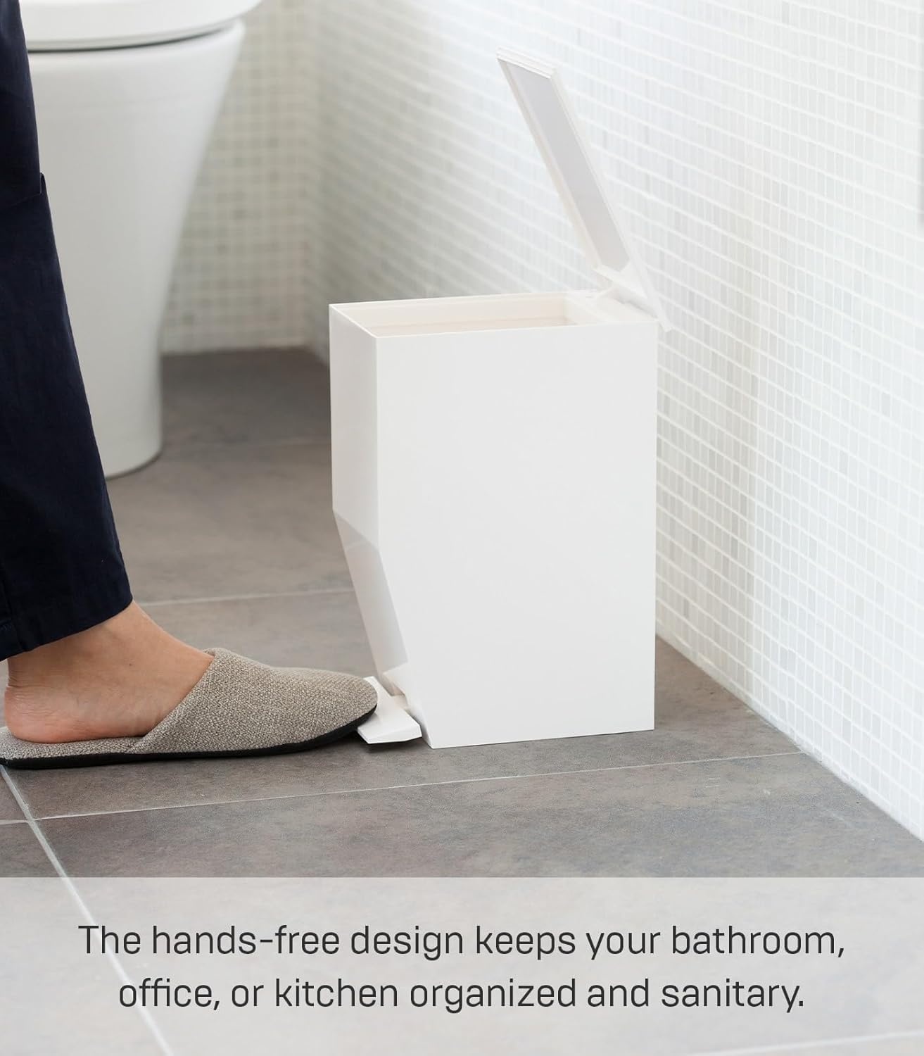 image:imageYAMAZAKI Home Sanitary Step Trash Can Small Space Waste Bin for Bathroom Kitchen ABS Plastic One Size WhiteWhite