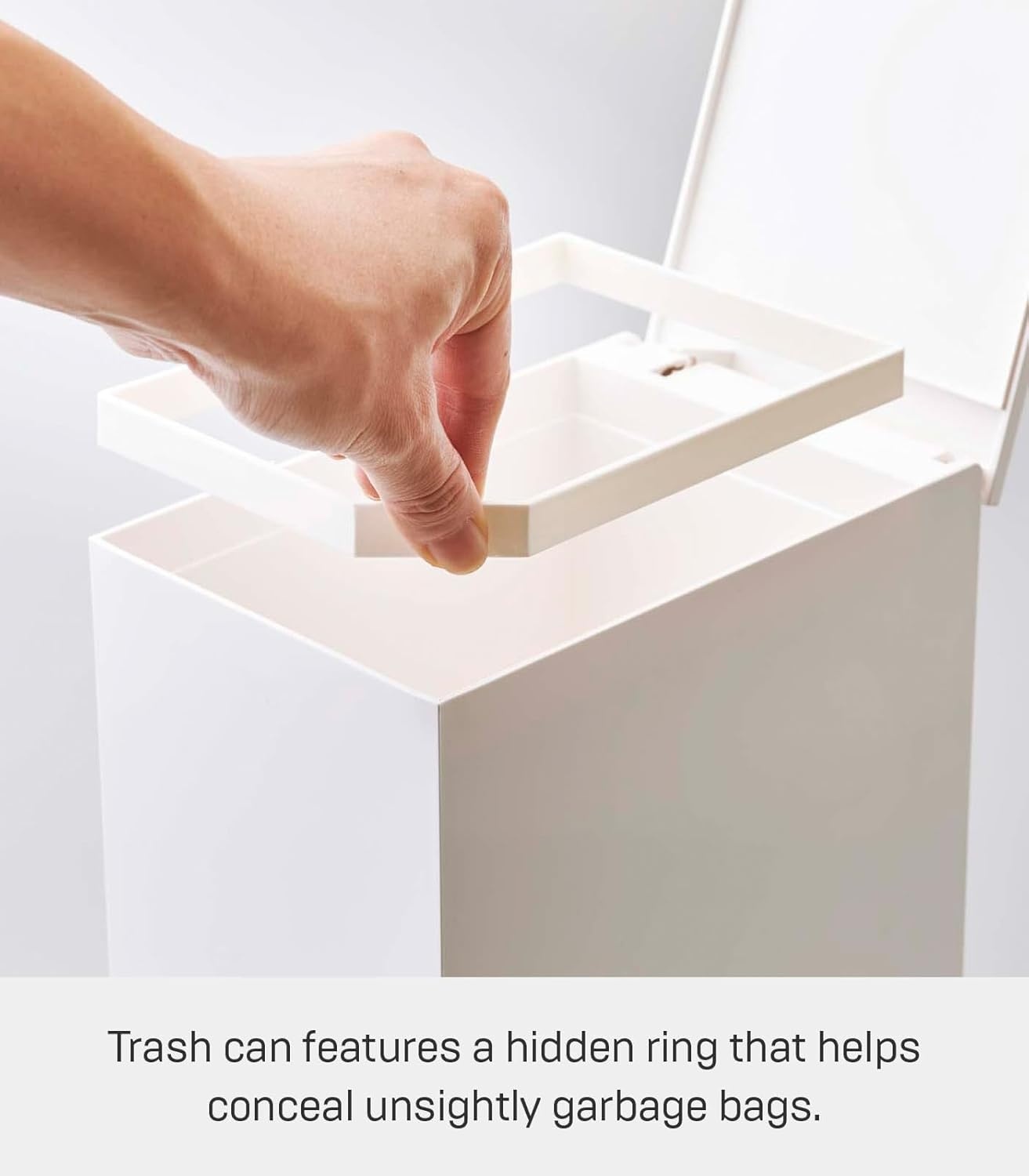 image:imageYAMAZAKI Home Sanitary Step Trash Can Small Space Waste Bin for Bathroom Kitchen ABS Plastic One Size WhiteWhite
