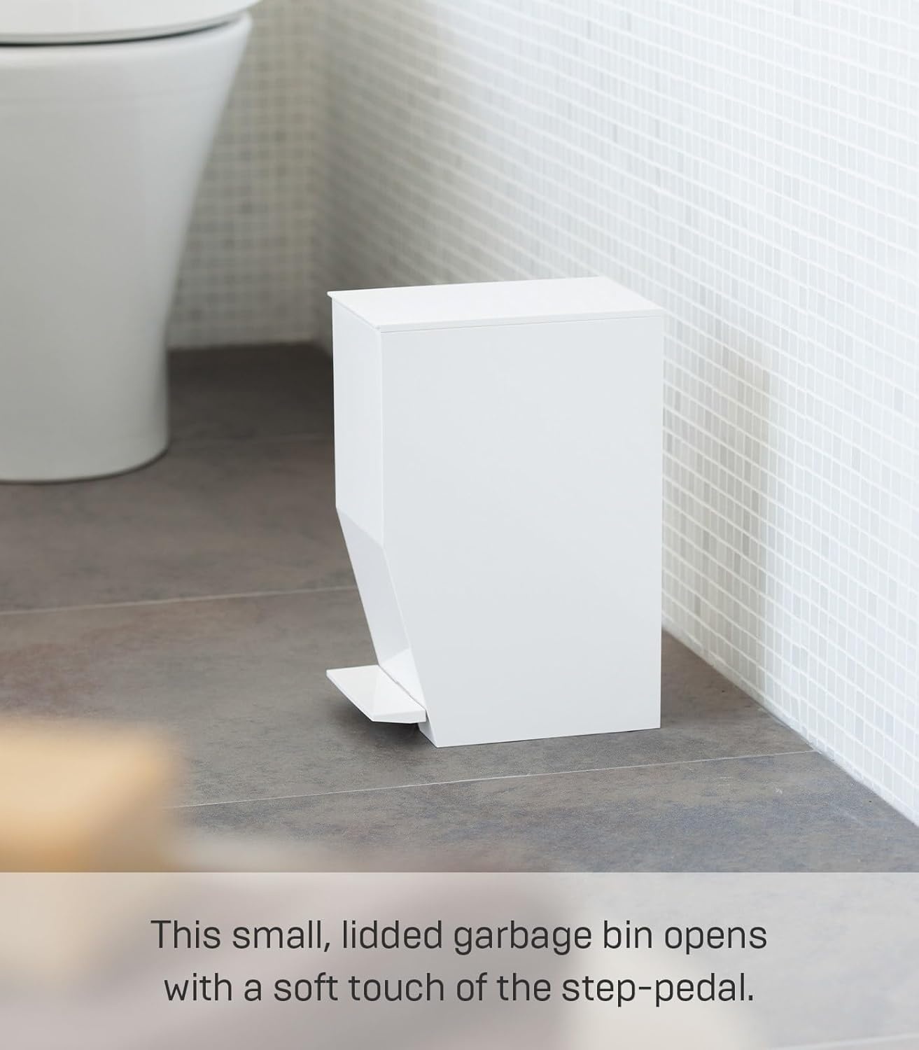 image:imageYAMAZAKI Home Sanitary Step Trash Can Small Space Waste Bin for Bathroom Kitchen ABS Plastic One Size WhiteWhite
