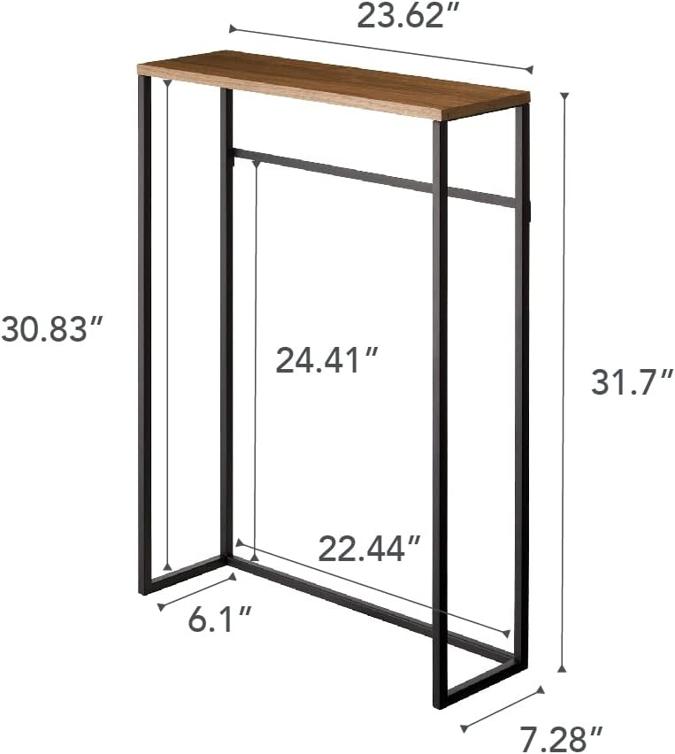 image:imageYAMAZAKI Home Slim Console Table Narrow Entryway Table 24 Inch with Hooks UltraShallow Skinny Table for Small Spaces Modern White Narrow Console Table Steel Wood Easy Assembly ModernBlack