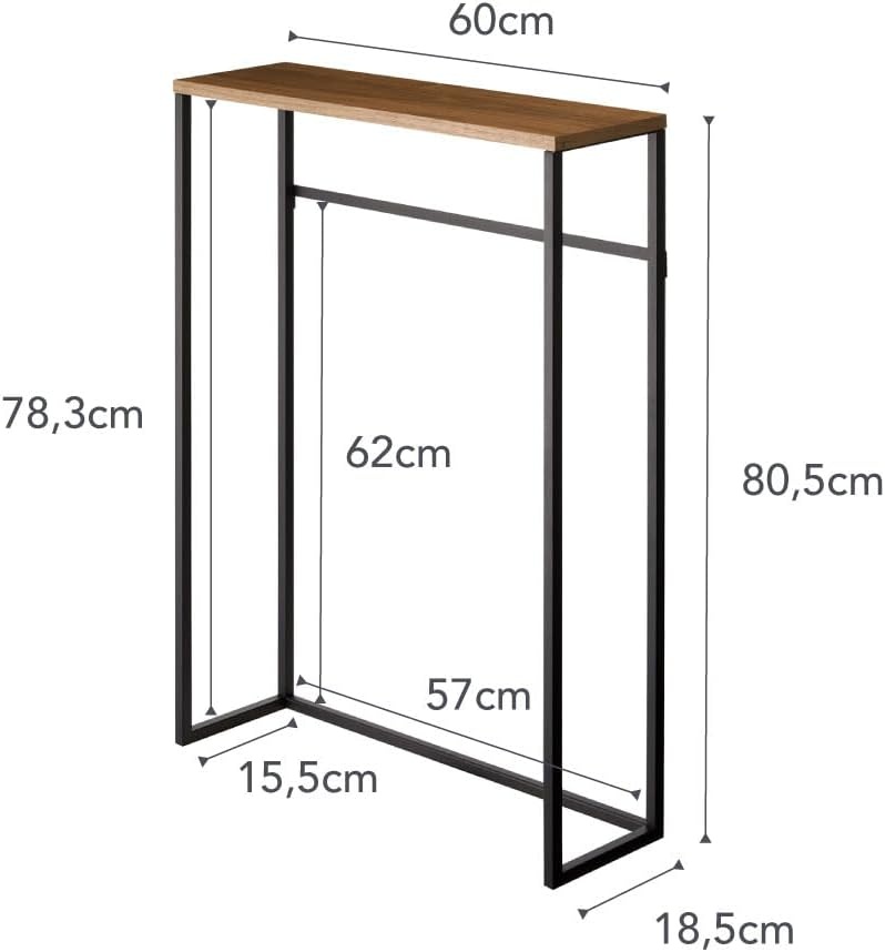 image:imageYAMAZAKI Home Slim Console Table Narrow Entryway Table 24 Inch with Hooks UltraShallow Skinny Table for Small Spaces Modern White Narrow Console Table Steel Wood Easy Assembly ModernBlack