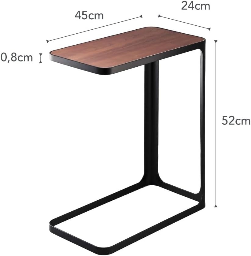 image:imageYAMAZAKI Home Small Metal and Wood Bedside Compact Side Table for Modern Living Room Narrow C Shaped Slim End Table Steel One Size BlackBlack