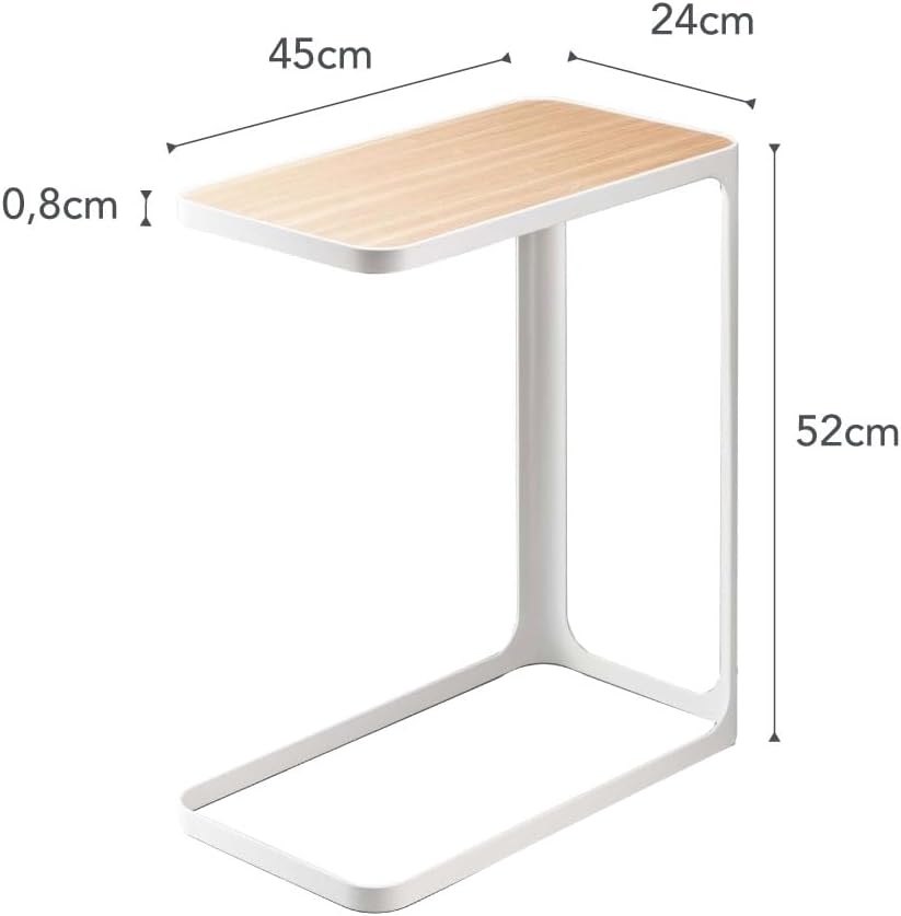 image:imageYAMAZAKI Home Small Metal and Wood Bedside Compact Side Table for Modern Living Room Narrow C Shaped Slim End Table Steel One Size BlackWhite