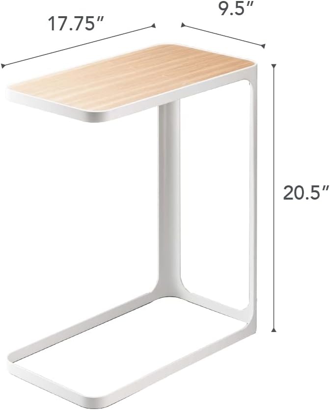 image:imageYAMAZAKI Home Small Metal and Wood Bedside Compact Side Table for Modern Living Room Narrow C Shaped Slim End Table Steel One Size BlackWhite