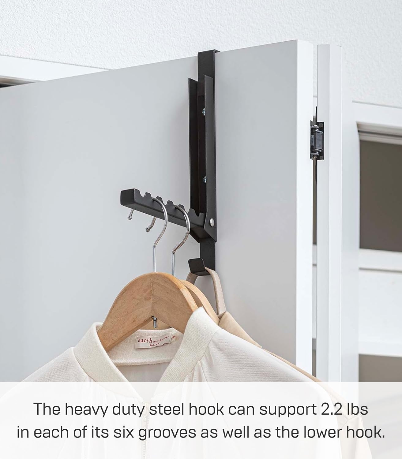 image:imageYAMAZAKI Home Smart Over The Door Coat Hook Organizer Collapsible Foldable Rack for Entryway Or Bedroom Closet 2Hook SteelBlack