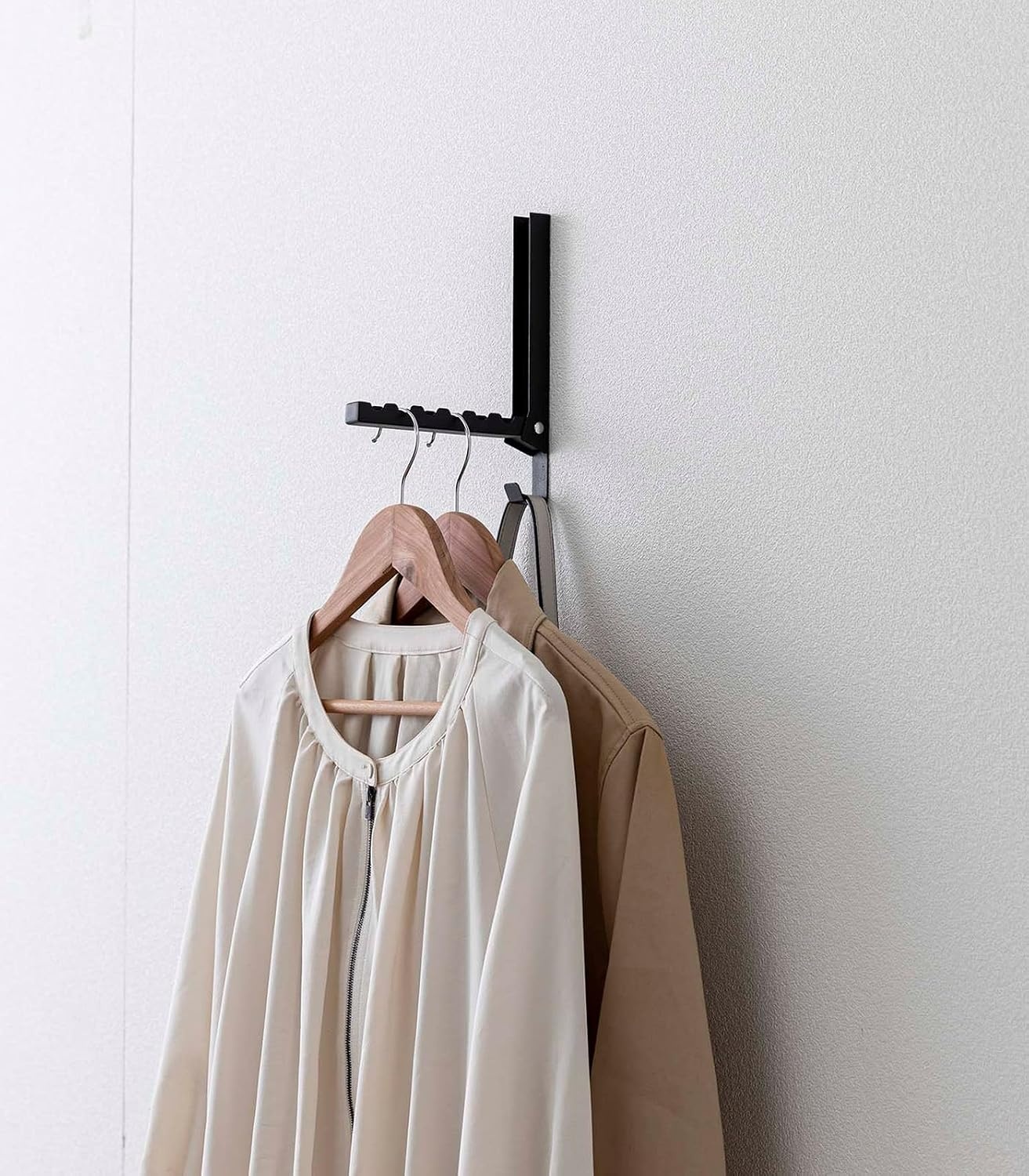 image:imageYAMAZAKI Home Smart Over The Door Coat Hook Organizer Collapsible Foldable Rack for Entryway Or Bedroom Closet 2Hook SteelBlack