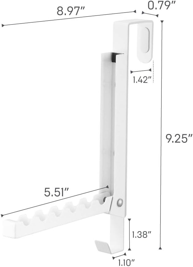 image:imageYAMAZAKI Home Smart Over The Door Coat Hook Organizer Collapsible Foldable Rack for Entryway Or Bedroom Closet 2Hook SteelWhite