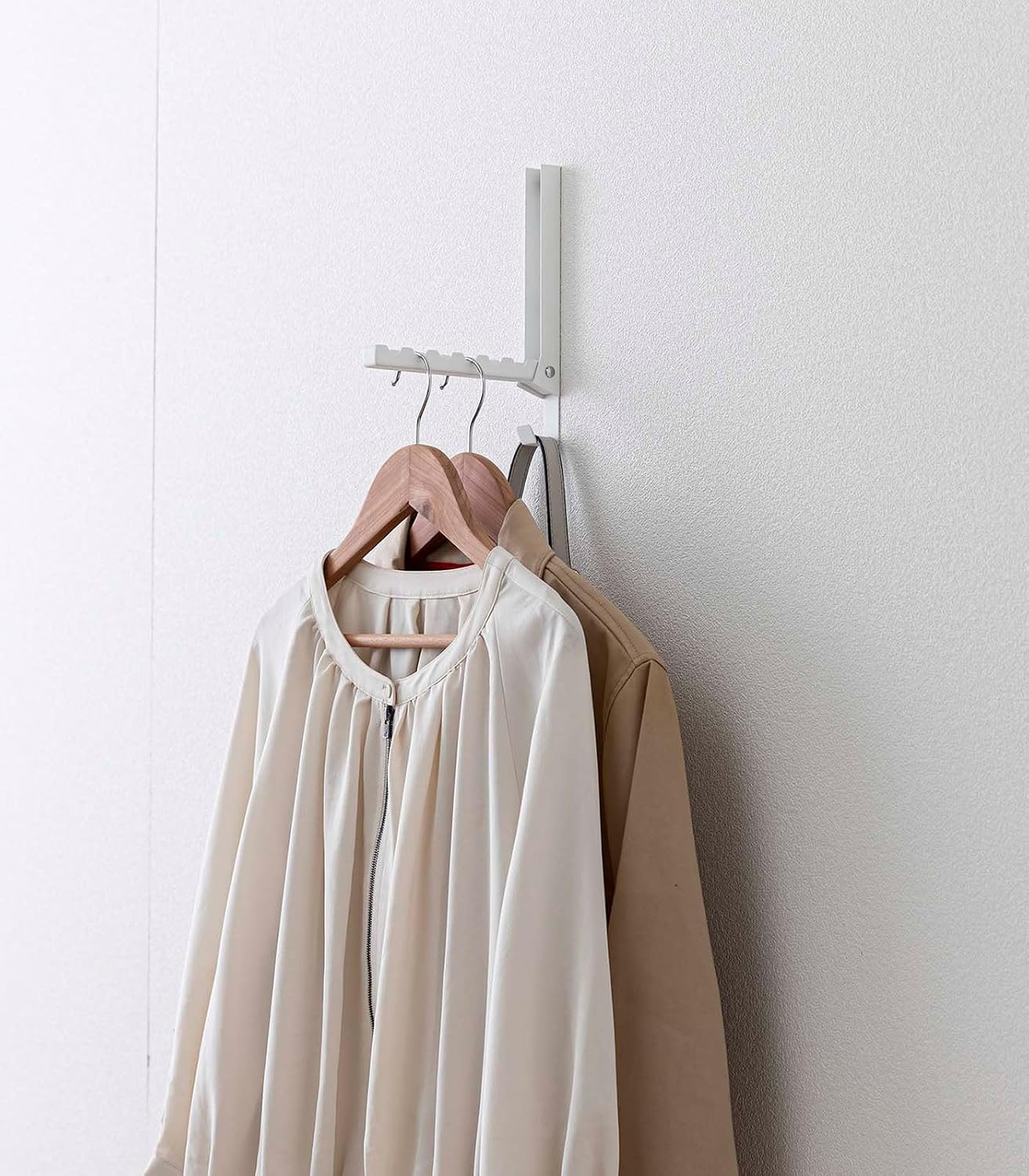 image:imageYAMAZAKI Home Smart Over The Door Coat Hook Organizer Collapsible Foldable Rack for Entryway Or Bedroom Closet 2Hook SteelWhite