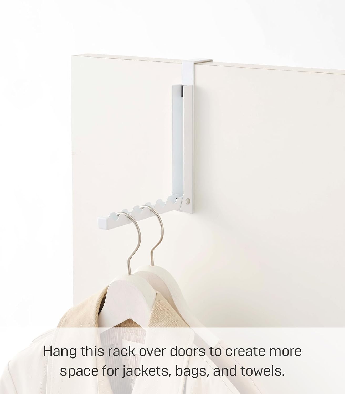image:imageYAMAZAKI Home Smart Over The Door Coat Hook Organizer Collapsible Foldable Rack for Entryway Or Bedroom Closet 2Hook SteelWhite