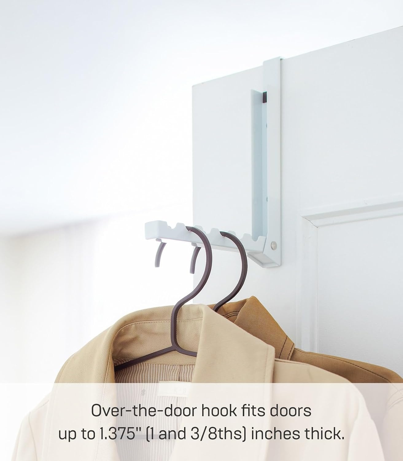 image:imageYAMAZAKI Home Smart Over The Door Coat Hook Organizer Collapsible Foldable Rack for Entryway Or Bedroom Closet 2Hook SteelWhite